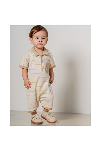 Momercy Striped Baby Boy Hooded Summer Barbatöz