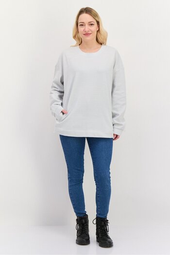 Geox Women Crew Neck Solid Sweatshirt, Grey