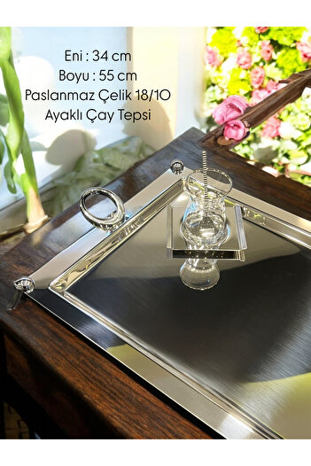 Tiamo Hatir Footed Tea Tray Silver