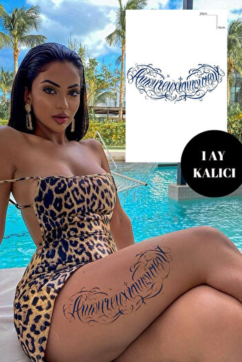 TAKIŞTIR Amoureux Yazılı 12 Saat Sonra Kararan Geçici Dövme Tattoo