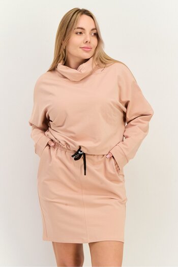 Steve Madden Women 2 Piece Brand Logo Sweatshirt And Mini Skirt Set, Pink/Black