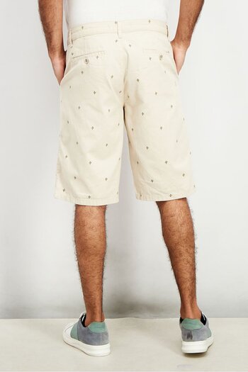 DeFacto Men Allover Print Chino Shorts, Beige