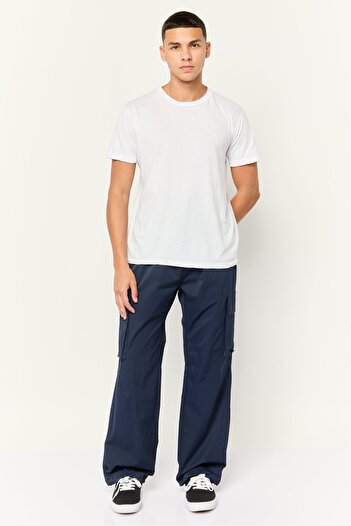 Esprit Men Regular Fit Plain Cargo Pants, Navy