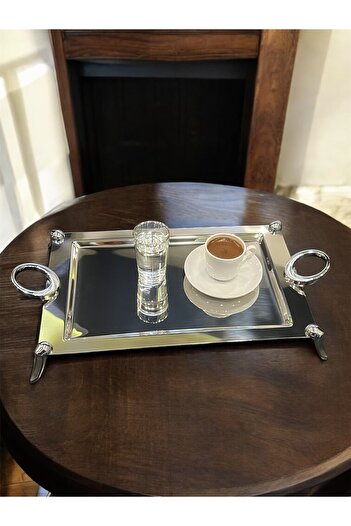 Tiamo Hatir Coffee Tray with Foot Silver
