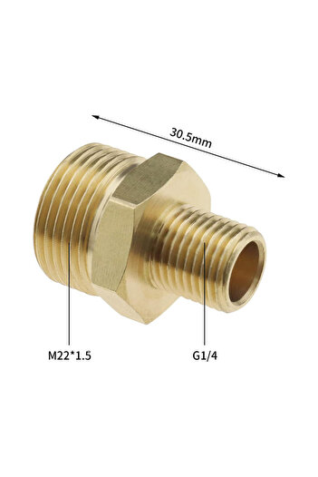 Choice Light Grey Pressure Washer Adapter M22 x 1.5 Male Thread to G1/4 Inch Male Connector Brass Coupling