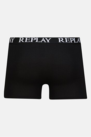 Replay Men 2 Pack Brand Logo Trunks, Black