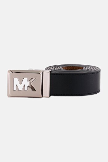 Michael Kors Women Brand Logo Leather Belt, Tan/Black