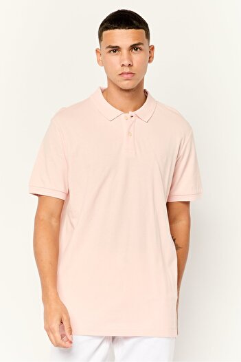 Lee Men Regular Fit Plain Short Sleeves Polo Shirt, Pink