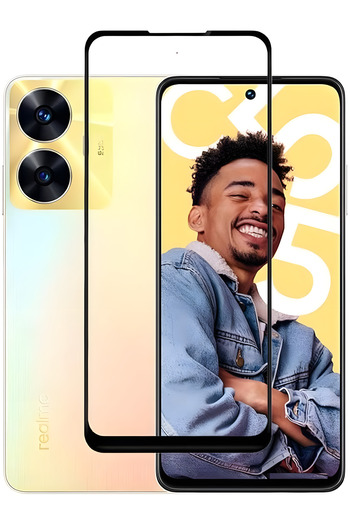 Fibaks Realme C55 Unbreakable Glass Full Screen Protector 150Cc Antistatic Big Edge 9H Real Tempered Protection