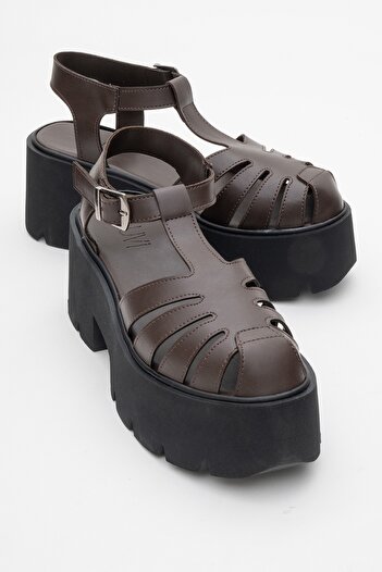 LuviShoes Verua Brown Women's Thick Soled Sandals