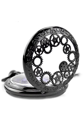 valkyrie Boxed Wind Up Mechanical Skeleton Chain Clock - Retro Design - Pocket Clock