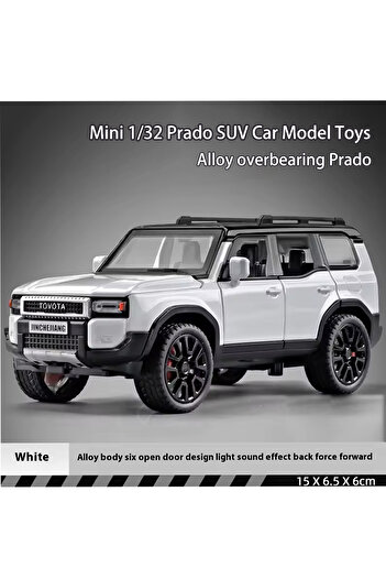 Choice White 1:32 Prado Suv Car Model Toys Alloy Die-casting Pull Back 6 Doors Opened Sound Light Off-road