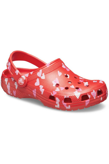 Crocs شبشب كلاسيكي للأطفال VDay Clog T باللون الأحمر الكرزي