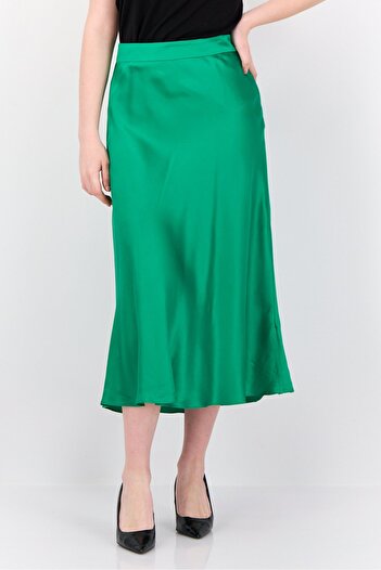 Esprit Women Solid Midi Skirts, Green