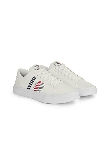 Tommy Hilfiger Tommy Hilfiger Men White Low Top Lightweight Stripes Sneakers