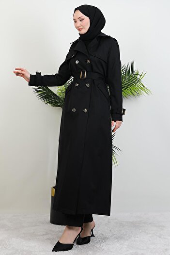 GİYZAMİLA Μοντέλο Pera Trench Coat - Μαύρο