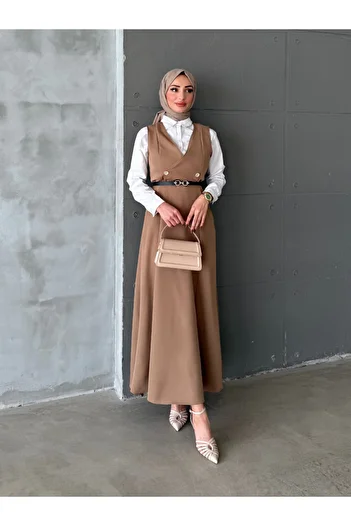 ENSA TESETTUR Κρέμα Gilet με ζώνη Hira