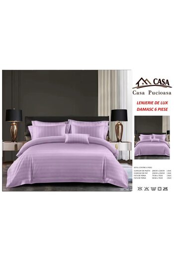 OEM Damask Bedding Set, Purple, UNI, 6 Pieces, 230 x 250 cm, 4 Pillowcases