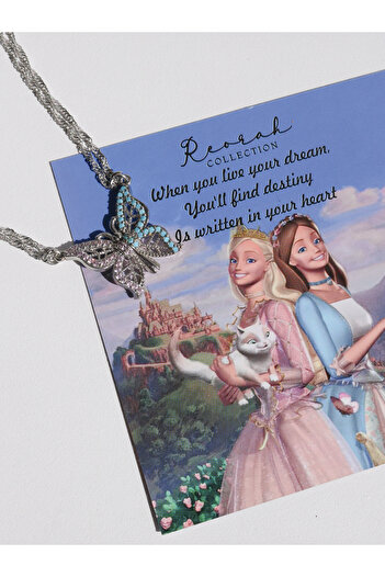 Reorah Collection You Are My Twin Princess Pauper Kolye-Pembe Mavi Kelebek Arkadaşlık Kolyesi