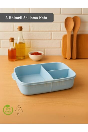 Jet's Home 3 Compartment Storage Container Bpa Free Nutrition Container Air Free Container Turquoise 1500 ml