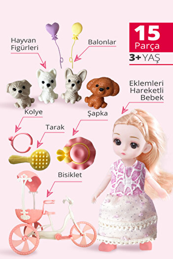 SmartFox Minkie Ve Sevimli Hayvanları Oyuncak Bebek Seti 15 Parça