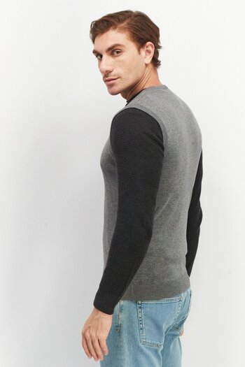 Sorbino Men V-Neck Sleeveless Plain Vest, Grey