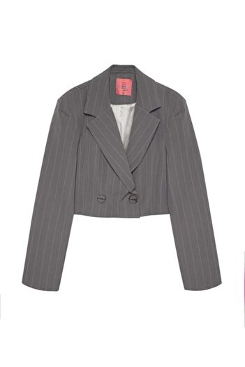 Quzu Stripe Detailed Crop Jacket