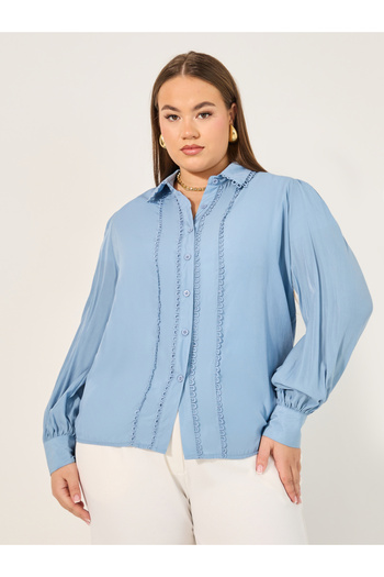 Styli Plus Size Lace Detail Balloon Sleeve Shirt