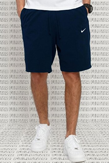 Nike Shorts Club Swoosh Jersey Unisex Yazlık Ince %100 Pamuklu Şort Lacivert