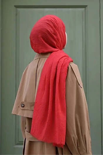 Sekine İpek Bamboo Kraş Shawl Red