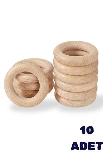 BAMM BAMM Ahşap Diş Kaşıyıcı Halka 5 cm 10 Adet