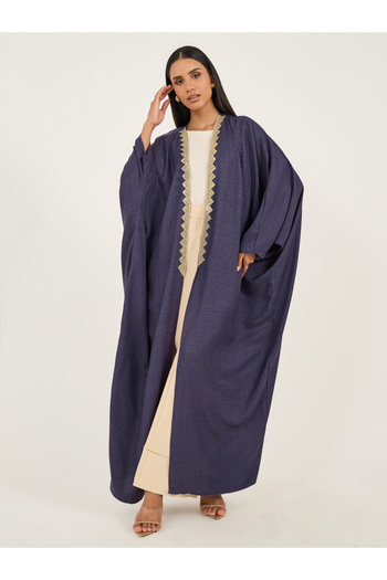 Styli Lace Detail Batwing Sleeve Abayac
