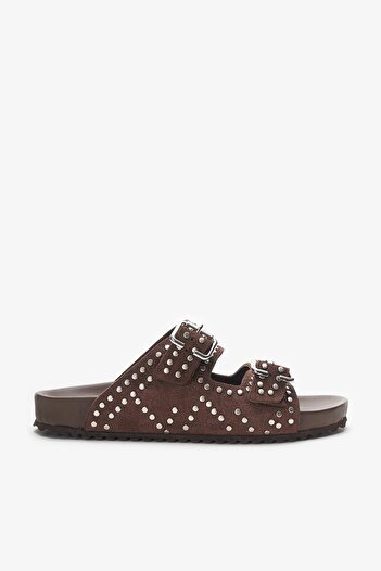 Louis Cardy Oliver Brown Genuine Leather Women's Slippers