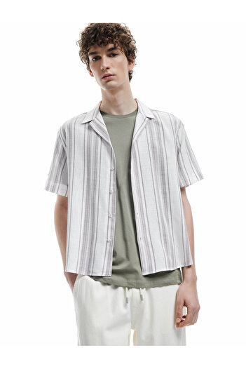 Koton Buttoned Cotton Turn-Down Collar Short Sleeve Shirt
