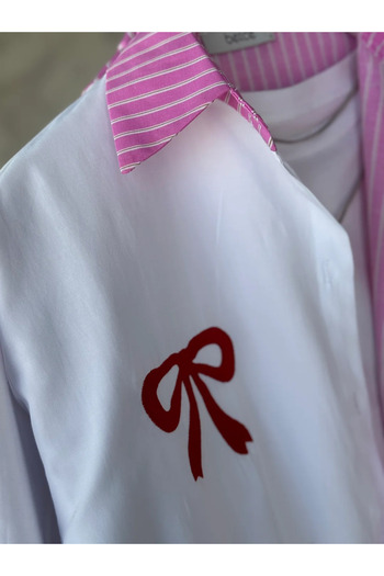 modabetce Embroidered Stripe Detailed Women's Shirt