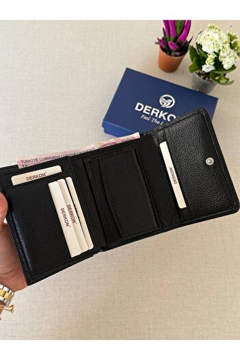 DERKON Genuine Leather Wallet with Mini Coin Compartment