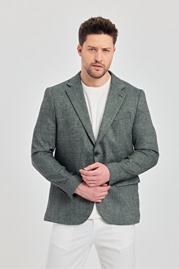 Frappoli Abdia Чоловічий сірий блейзер зі смугастим візерунком, slim fit