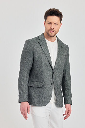 Frappoli Abdia Чоловічий сірий блейзер зі смугастим візерунком, slim fit