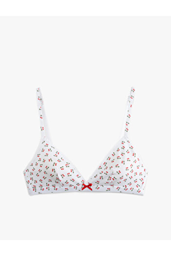 Koton Cotton Bow, Unwired, Unpadded Cherry Printed Bra