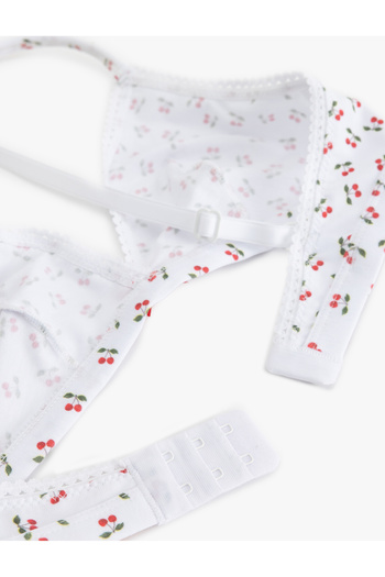 Koton Cotton Bow, Unwired, Unpadded Cherry Printed Bra