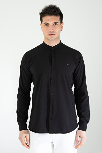Artı1 Slim Fit Long Sleeve Double Face Fabric Mandarin Collar Cotton Easy Iron Men's Shirt