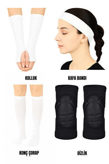 Tayzon 7 Piece Volleyball Set Volleyball Knee Pad 2 Pieces Volleyball Arm Sleeve Volleyball Over Knee Socks Head Sweatband