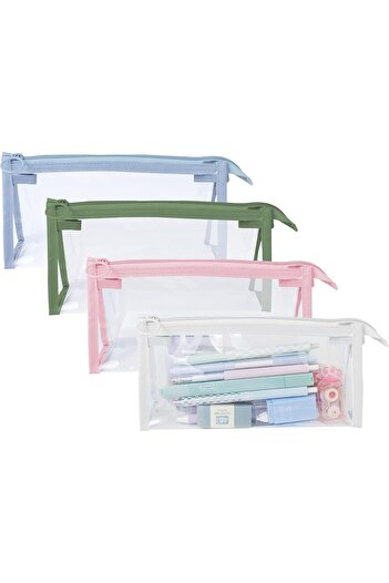 COOYA 4 Pack Pencil Case, Transparent Visible, Durable, Large Capacity, Suitable for Office College School