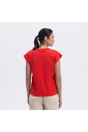 Ellesse Ef450-Rd Crew Neck Half Sleeve Women's T-Shirt - Red