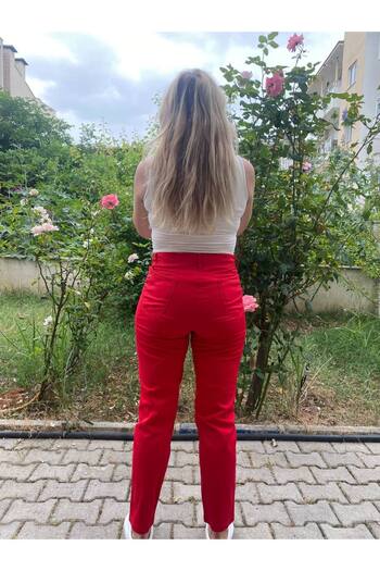 AKŞEN GİYİM Plus Size White Cotton Thin Linen Trousers - Lycra, Pipe Leg