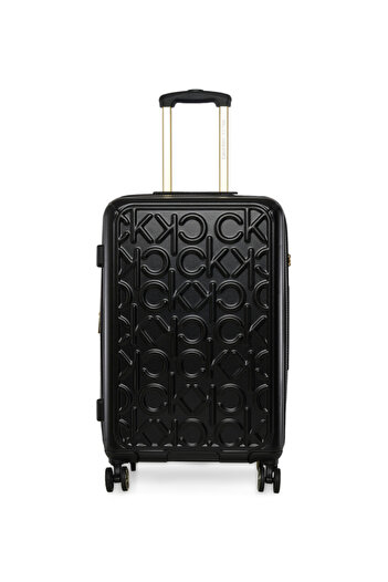 Calvin Klein Big Monogram Hardside Trolley Bag with 4 Spinner Wheels, ABS+PC Case Luggage with TSA Lock