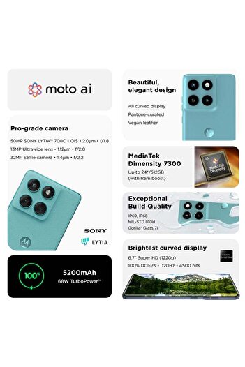 Motorola Edge 60 Fusion 5G Dual SIM Pantone Amazonite 12GB RAM 256GB - Middle East Version