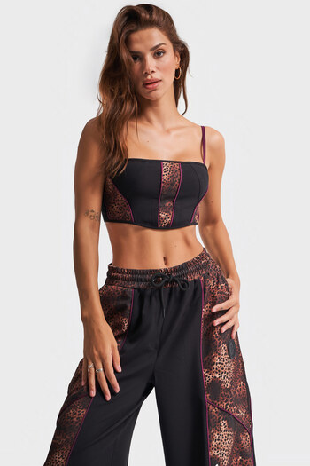 its basic Women's Black Leopard Color Strap Design Bustier Top
