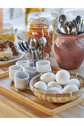 IKEA Porcelain White Egg Bowl, Classic Style 3X2 Pieces