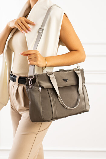 Morpelikan Women's Pilatin Satin Fabric 5 Compartment Adjustable Cross Strap Hand and Shoulder Bag